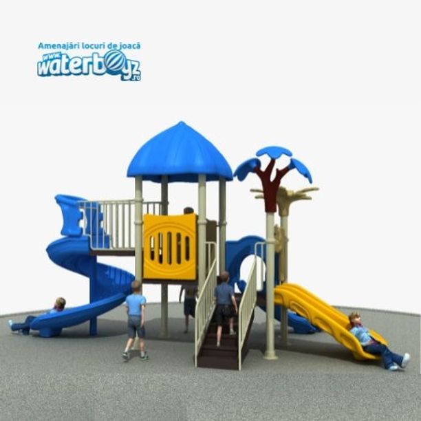 Complex de joaca pentru copii de metal Padurea Fermecata 29, exterior, 3-12 ani, 600x390x420 cm