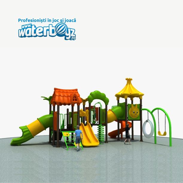 Complex de joaca pentru copii de metal Padurea Fermecata 32, exterior, 3-12 ani, 870x610x380 cm