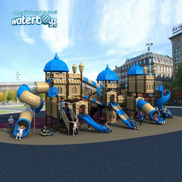 Complex de joaca pentru copii de metal Castle 1, exterior, 3-12 ani, 1450x820x540 cm