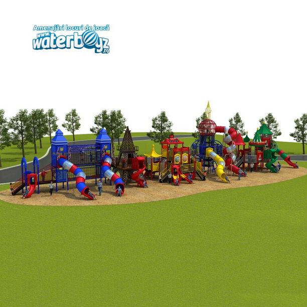 Complex de joaca pentru copii de metal Dream of Pleasure Island 1, exterior, 3-12 ani, 3950x950x900 cm