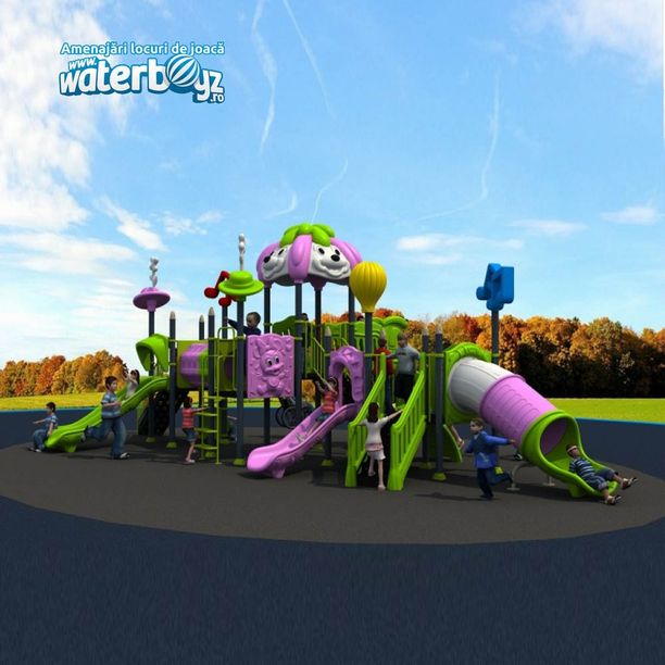 Complex de joaca pentru copii de metal Puppy Land 3, exterior, 3-12 ani, 1130x670x440 cm