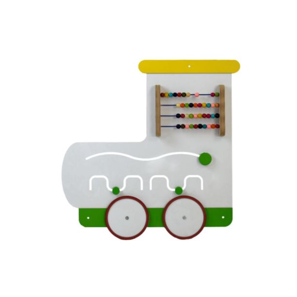 Panou interactiv de perete pentru copii Locomotiva, 110x57x2 cm, 0-3 ani