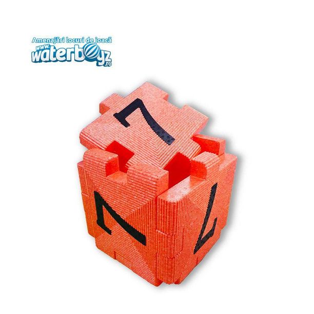 Cuburi mari de constructie cu cifre pentru copii, 3-12 ani, 30x30x30 cm, EPP, portocaliu