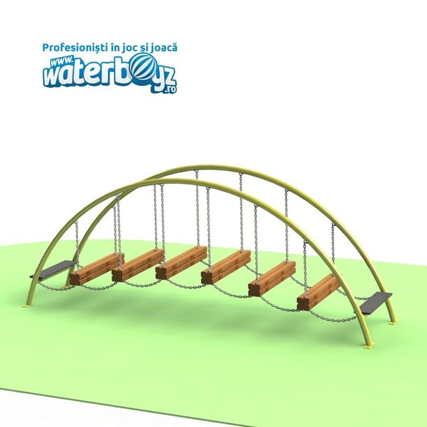 Sistem de catarare pentru copii de exterior Bridge 2, 3-12 ani, 306x124x132 cm, metal si plastic