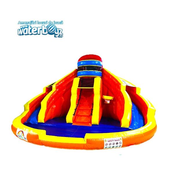 Tobogan gonflabil profesional cu apa Water Circle cu doua pante