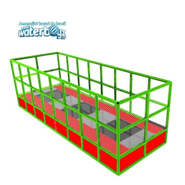 Trambulina modulara elastica pentru interior cu 3 locuri Junior, 600x204x200 cm, 3-12 ani