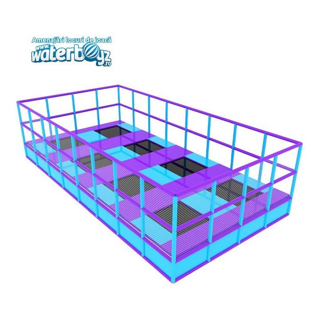 Trambulina modulara elastica pentru interior cu 8 locuri Junior, 800x396x200 cm, 3-12 ani