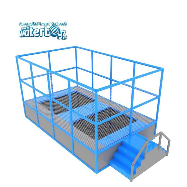 Trambulina modulara elastica pentru interior cu 2 locuri Olimpica, 526x322x300 cm, 3-12 ani