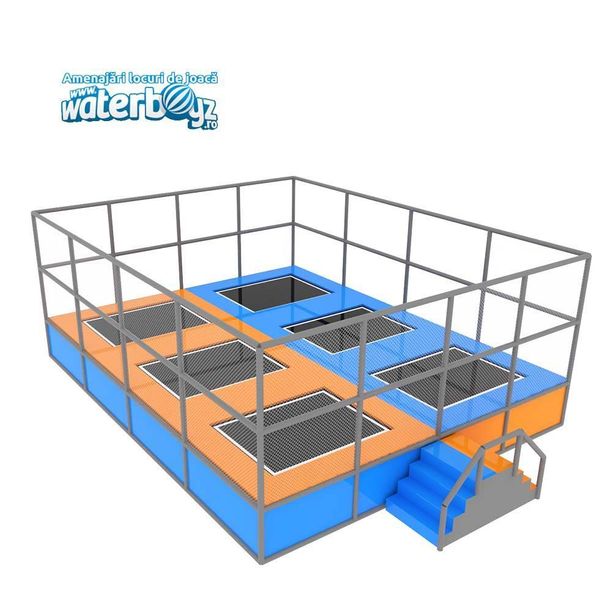 Trambulina modulara elastica pentru interior cu 6 locuri Olimpica, 776x618x300 cm, 3-12 ani