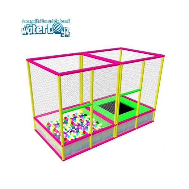 Trambulina si piscina modulara elastica cu bile pentru interior, 120x120 cm, 3-12 ani