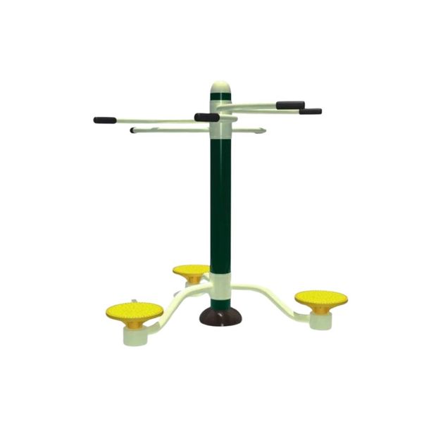 Aparat de fitness triplu pentru abdomen lateral pentru exterior, 155x155x135 cm, metal si plastic LLDPE