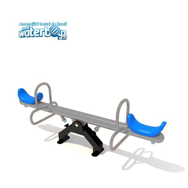 Balansoar dublu cu doua picioare pentru copii, 3-10 ani, 210x52x82 cm, metal si plastic LLDPE, gri