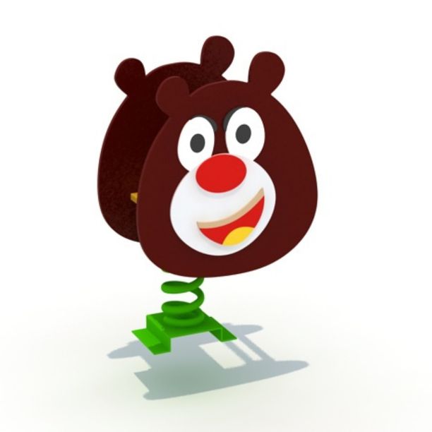 Balansoar pe arc pentru copii Bear, 1-4 ani, 58x37x58 cm, metal si plastic HDPE, maro