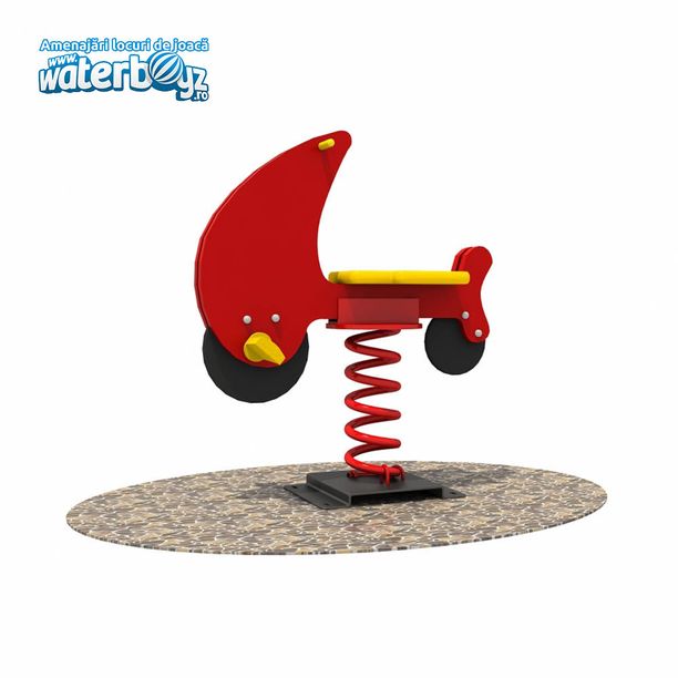 Balansoar pe arc pentru copii Bicicleta model 2, 1-4 ani, metal si plastic HDPE, rosu