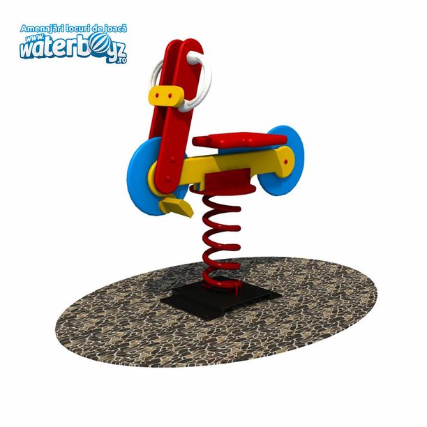 Balansoar pe arc pentru copii Bicicleta model 3, 1-4 ani, metal si plastic HDPE, multicolor