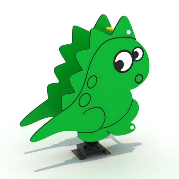 Balansoar pe arc pentru copii Dinosaur, 1-4 ani, 58x37x58 cm, metal si plastic, verde