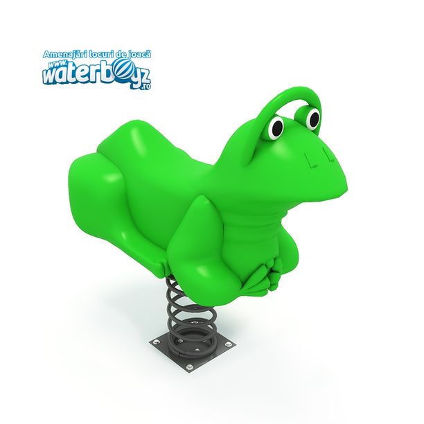 Balansoar pe arc pentru copii Funny Broasca 2, 1-4 ani, metal si plastic, verde,  105x50x100 cm