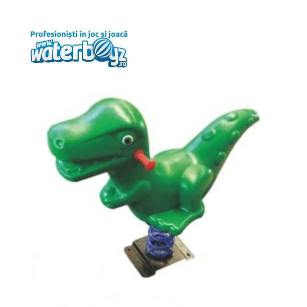 Balansoar pe arc pentru copii Funny Dino, 1-4 ani, 100x50x70 cm, metal si plastic LLDPE, verde
