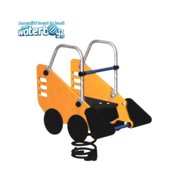 Balansoar pe arc pentru copii Masinuta Model 3, 1-4 ani, 80x23x76 cm, metal si plastic HDPE, galben