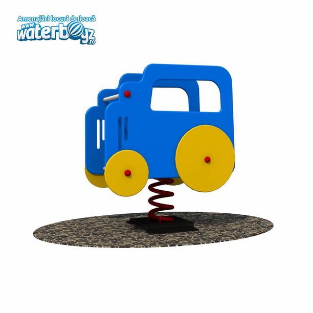 Balansoar pe arc pentru copii Masinuta, 1-4 ani, 68x39x64 cm, metal si plastic HDPE, albastru