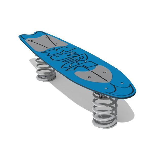 Balansoar pe arc pentru copii Placa de surf, +2 ani, 163x42.8x88.5 cm, metal si lemn, albastru