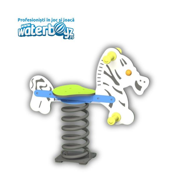 Balansoar pe arc pentru copii Zebra, 1-4 ani, 72x28x68 cm, metal si plastic HDPE, multicolor