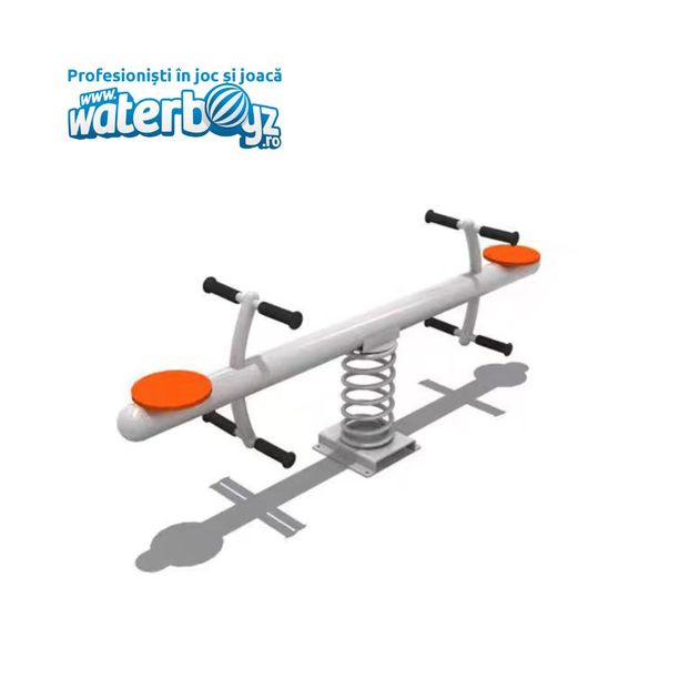 Balansoar dublu pe arc pentru copii Model 6, 200x60x70 cm, metal si plastic LLDPE, gri