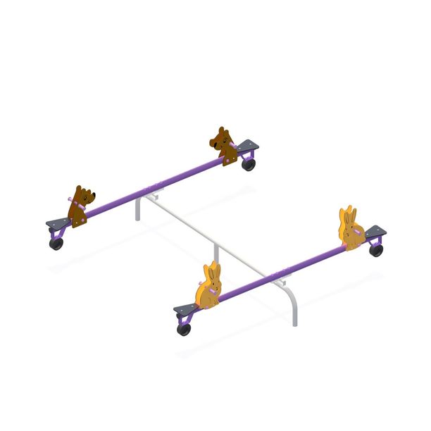 Balansoar dublu pentru copii Libelula Model 2, 3-10 ani, 302x300x113 cm, metal si plastic, mov