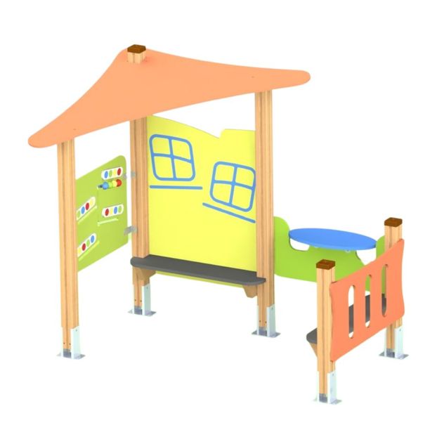 Casuta de joacă cu bancute, exterior, 2-6 ani, 157x83x145 cm