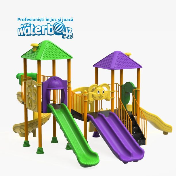 Complex de joaca pentru copii de metal Parc model 4, exterior, 3-12 ani, 639x573x390 cm