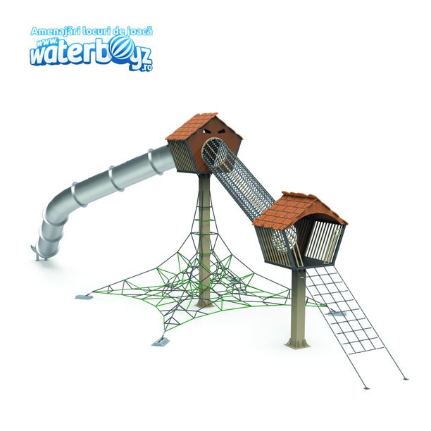 Complex de joaca pentru copii de metal Treehouse 9, exterior, 5-12 ani, 1850x590x570 cm