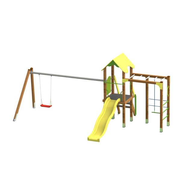 Complex de joaca de exterior Happy Nature model 29, 3-12 ani, 576x437x262 cm