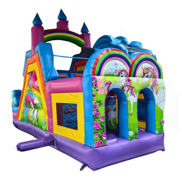 Cursa cu obstacole si tobogan Unicorn Tower, +3 ani, 700x250x480 cm