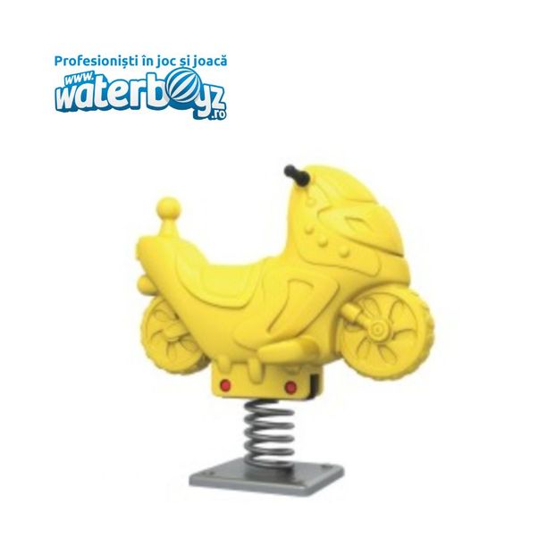 Balansoar pe arc pentru copii Funny Motocicleta model 2, 1-4 ani, 80x58x40 cm, metal si plastic LLDPE, galben