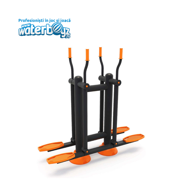 Aparat de fitness stepper dublu cu manele Model 3 pentru exterior, 160x50x165 cm, metal si plastic LLDPE