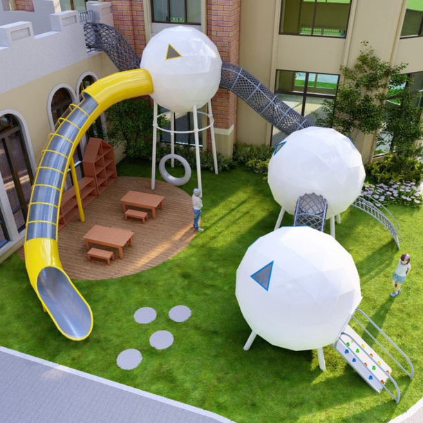 Complex de joaca pentru copii de metal Blocktopia, exterior, 3-12 ani, 980x840x490 cm