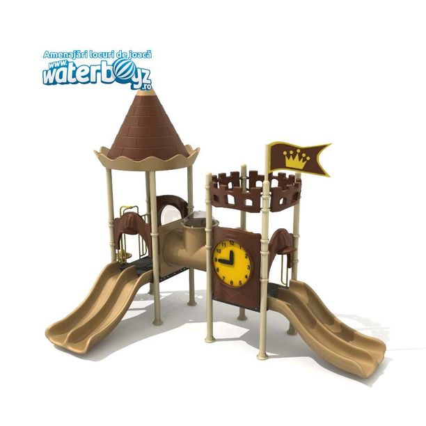 Complex de joaca pentru copii de metal Castle 5, exterior, 3-12 ani, 650x520x510 cm