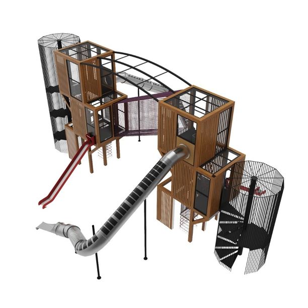 Loc de joaca pentru copii din lemn Cubix 3, exterior, 12-16 ani, 1670x2040x920 cm