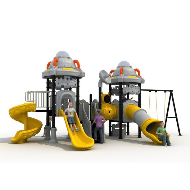 Complex de joaca pentru copii de metal Double Spaceship, exterior, 3-15 ani, 860x400x380 cm