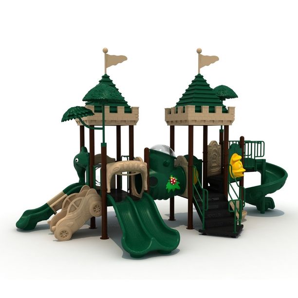 Complex de joaca pentru copii de metal Green Castle, exterior, 3-15 ani, 800x400x400 cm