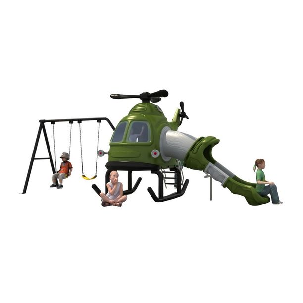 Complex de joaca pentru copii de metal Helicopter 7, exterior, 3-15 ani, 640x380x270 cm