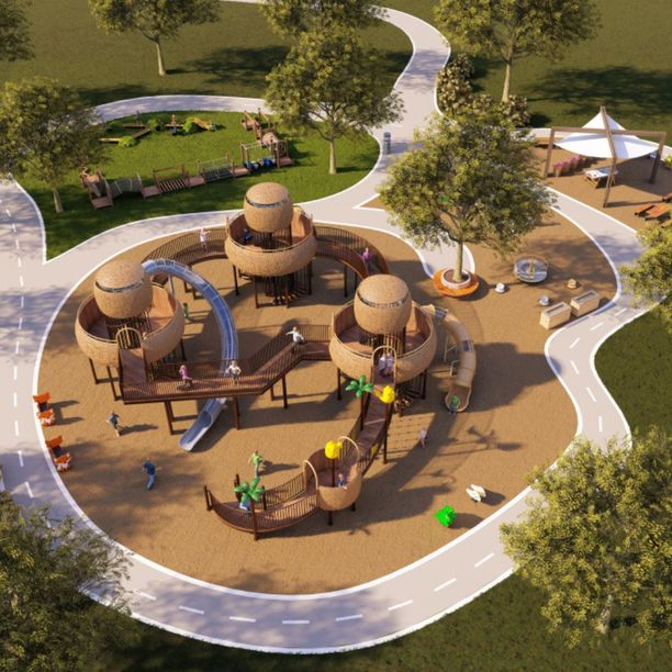 Complex de joaca pentru copii de metal Bird's Nest Paradise 1, exterior, 3-15 ani, 2200x1900x610 cm