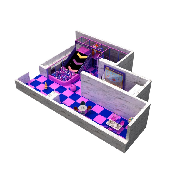 Loc de joaca modular de interior pentru copii Purple Adventure, 3-12 ani