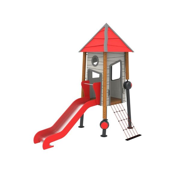 Loc de joaca pentru copii din lemn Crooked House 2, exterior, 2-5 ani, 220x350x380 cm