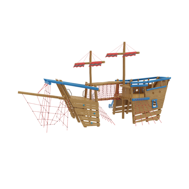 Loc de joaca pentru copii din lemn Naturel 5, exterior, 640x960x49 cm