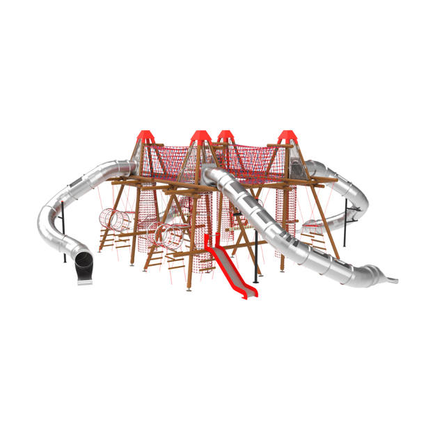 Loc de joaca pentru copii din lemn Nordic Touch 8, exterior, 5-16 ani, 1630x1800x630 cm