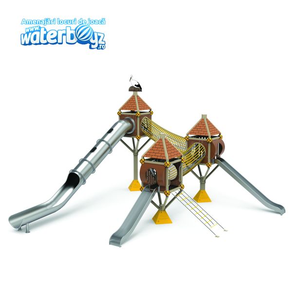 Complex de joaca pentru copii de metal Treehouse 7, exterior, 5-12 ani, 895x845x610 cm
