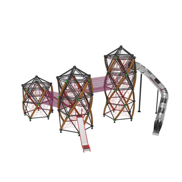 Complex de joaca pentru copii de metal Twist Tower 2, exterior, 5-16 ani, 1270x1550x830 cm