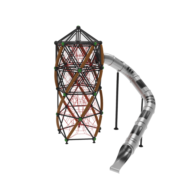 Complex de joaca pentru copii de metal Twist Tower 3, exterior, 5-16 ani, 680x700x830 cm