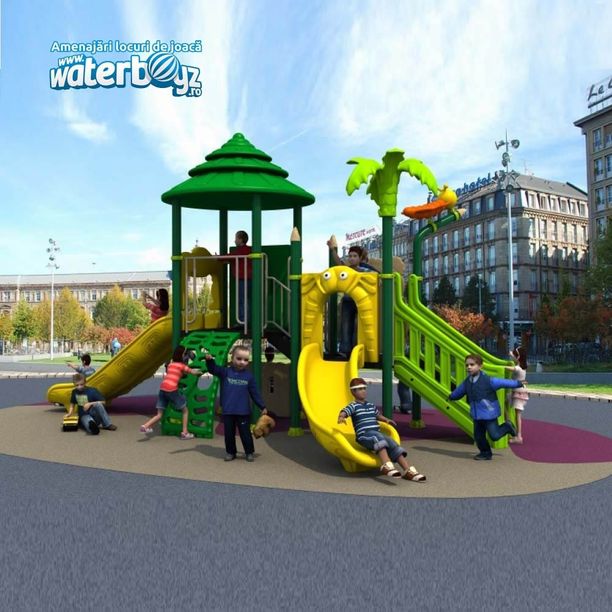 Complex de joaca pentru copii de metal Padurea Fermecata 2, exterior, 3-12 ani, 640x340x380 cm